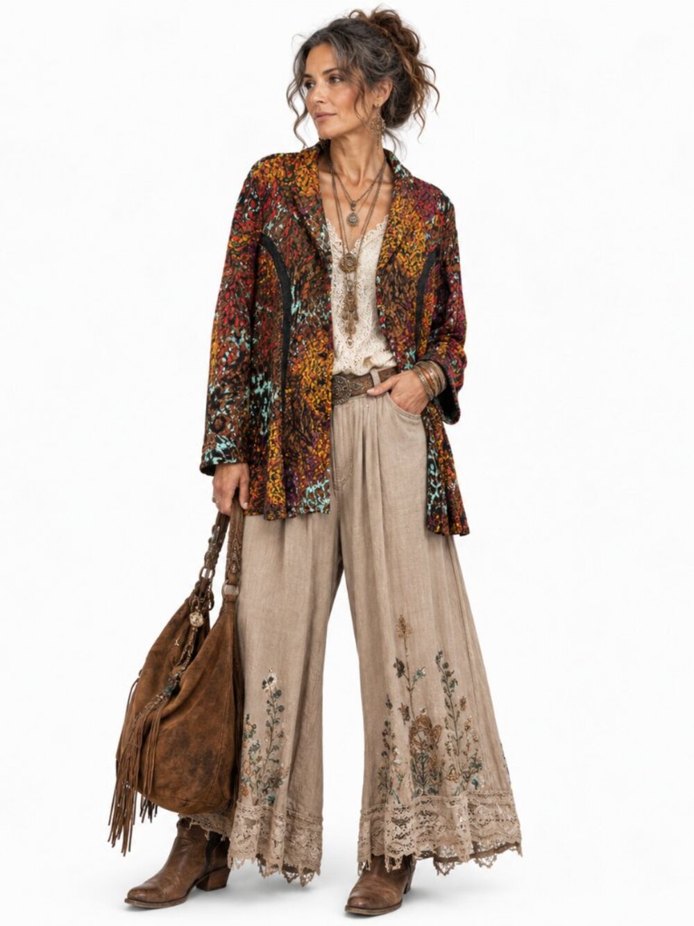 Ali Miles Jacket‎ Multicolor Abstract Artsy Lagenlook Avant Garde Women's L